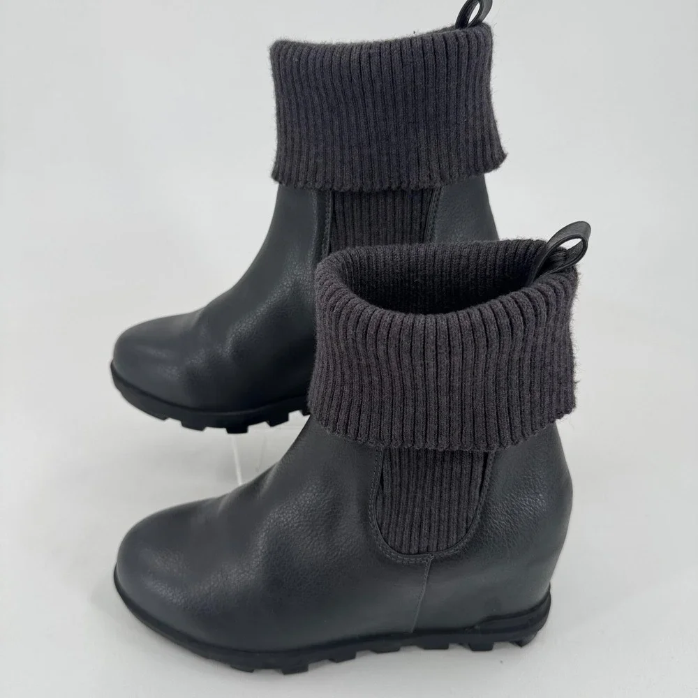 Yellow Box Cyndie Ankle Boots WOMENS Gray Sweater Cuff Pull On Casual SIZE 7